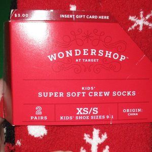 Christmas Socks Two Pairs Red Holiday Crew XS/S Kids 9-11 Plaid and Snowflakes